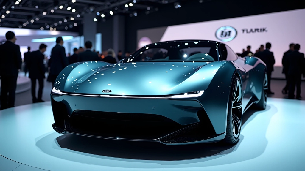 Pariisi automessi suurejooneline futuristlik auto lavastus koos keeruliste detailidega
